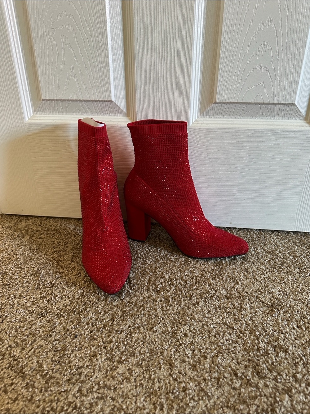 Wild Pair Red Rhinestone Sock Booties